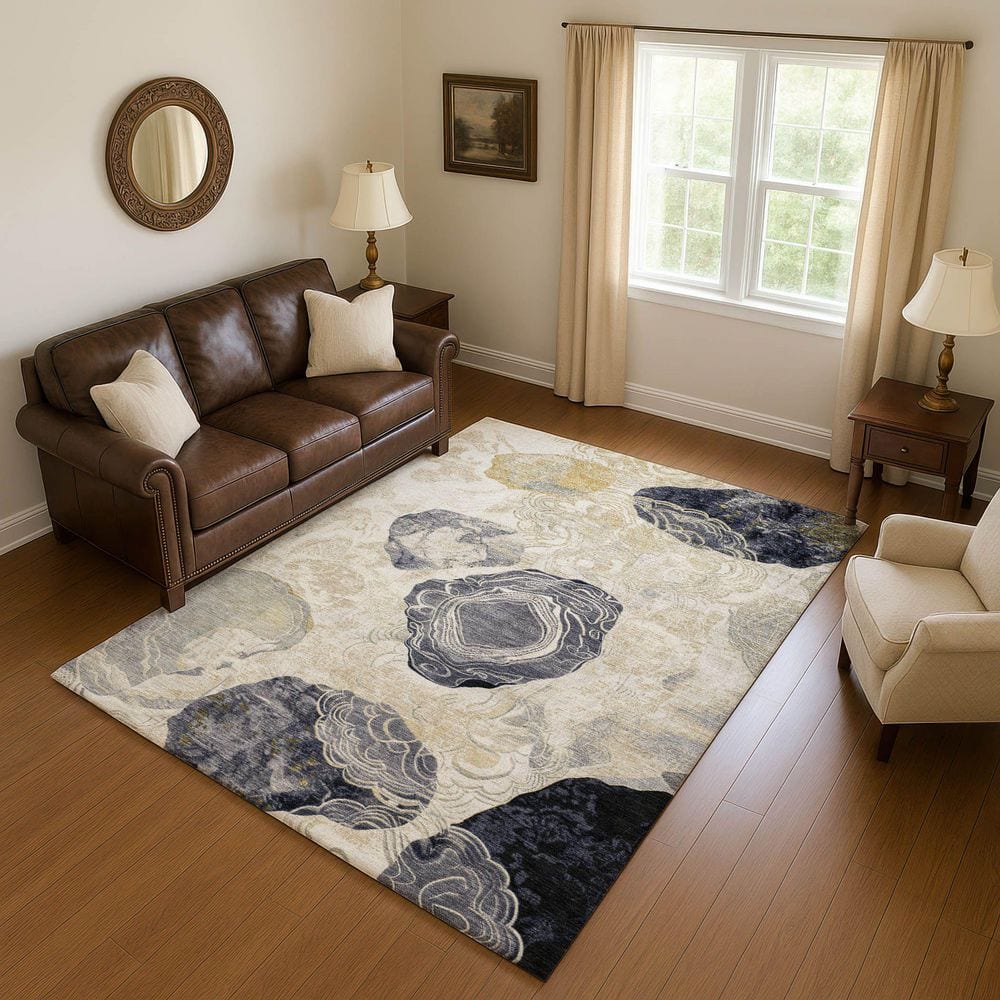 Mayfield Premium Machine Washable Abstract AMF1686 Ivory 3 ft. x 4 ft. Area Rug price history on PriceWatchPro