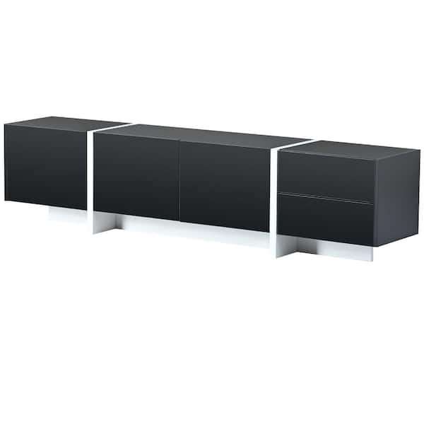 Polibi Black TV Stand Fits TV's up to 80 in. with High Gloss UV Surface