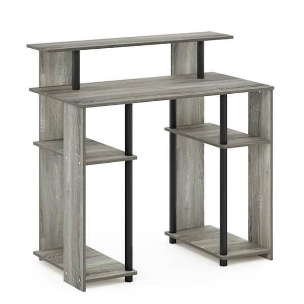 Furinno 36 in. Rectangular Oak Gary Computer Desk with Shelves