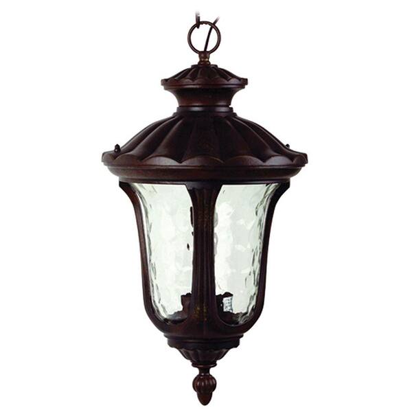 Yosemite Home Decor Tori 16.75 in. Incandescent Hanging Exterior Light, Brown Frame with Frosted Glass-DISCONTINUED