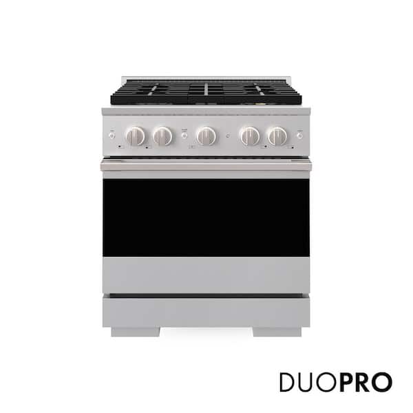 30 in. 4.2 cu. ft. Marino Dual Fuel Range with 4 Burner DuoPro Cooktop and Electric Convection Oven in Stainless Steel