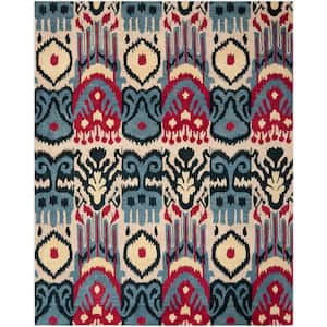 Beige 2' x 3' Safavieh Ikat Collection IKT466A Handmade Premium Wool Accent Rug Blue 