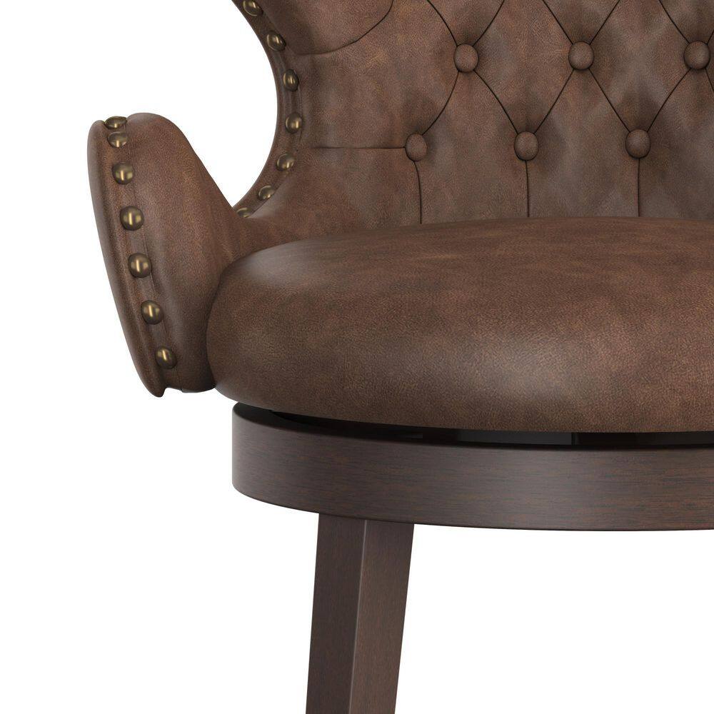 Mid-City 26" Brown Faux Leather Swivel Counter Stool