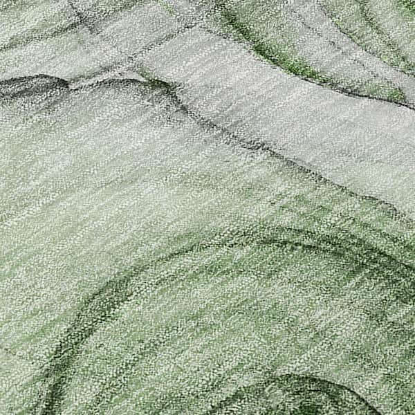Olive Green 2 ft. x 8 ft. Abstract Indoor / Outdoor Area Rug