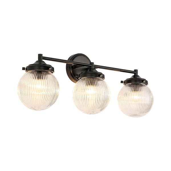 Rennnsan Roxanne 24.4 in. W 3-Light Matte Black Modern