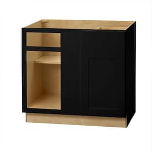 Avondale 36 in. W x 24 in. D x 34.5 in. H Ready to Assemble Plywood Shaker Blind Corner Kitchen Cabinet in Raven Black