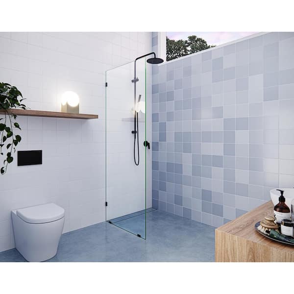 Glass Warehouse Vela 27.5 in. W x 78 in. H Frameless Fixed Single Panel Shower Door in Matte Black Without Handle