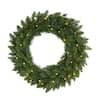 Nearly Natural 24 in. Pre-Lit Green Pine Artificial Christmas Wreath ...