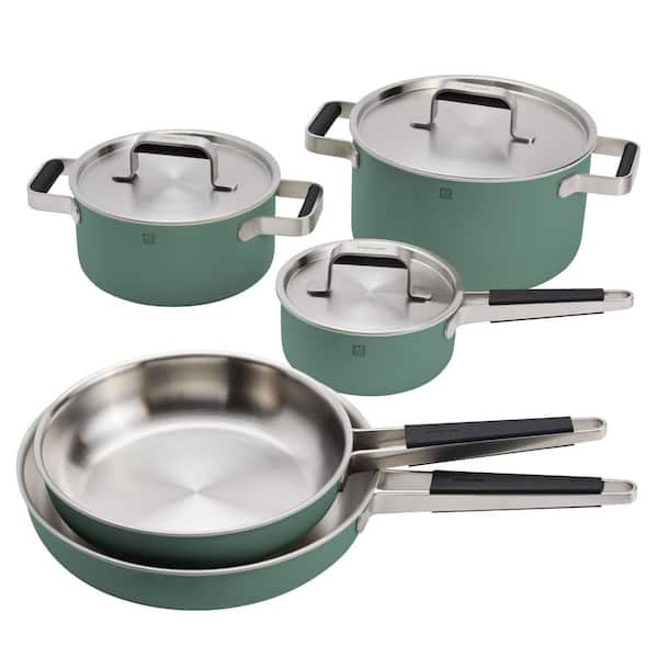 8-pc Green Stainless Steel Cookware Set