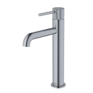 Tryst Single Handle Single Hole Vessel Bathroom Faucet with Matching Pop-Up Drain in Stainless Steel