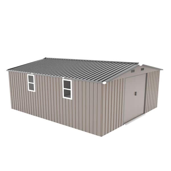 Carola 10 ft. W x 12 ft. D Brown Metal Outdoor Storage Shed with Double Doors, Windows, Air Vents (109.78 sq. ft. )