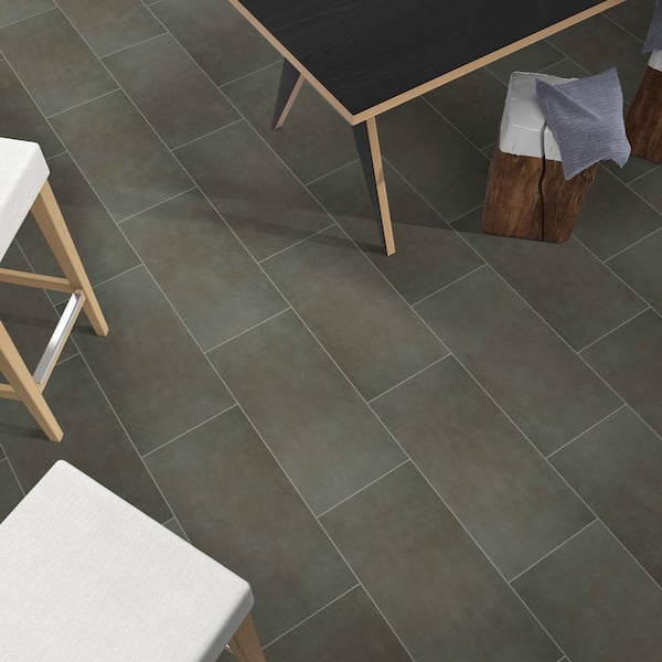 Metro Anthracite 12 in. x 24 in. Matte Porcelain Stone Look Floor and Wall Tile (14 sq. ft./Case) Metro Anthracite 12 in. x 24 in. Matte Porcelain Stone Look Floor and Wall Tile (14 sq. ft./Case)