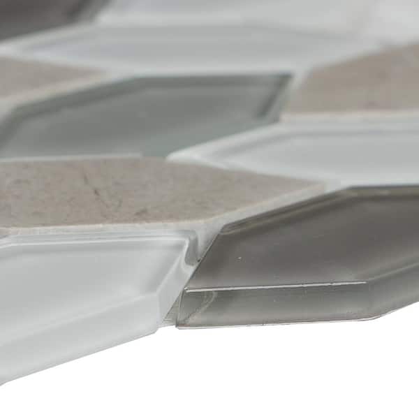 Blended Nature Silver Maple 11.12 in. x 11.87 in. Hex Leaves Marble/Glass Mesh-Mount Mosaic Tile (0.98 sq. ft./Each)