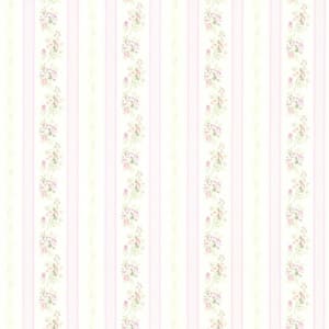 Burlingame, Princess Lavender Floral Stripe Vinyl Pre-Pasted Wallpaper Roll (covers 28 sq. ft.)