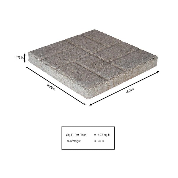 Pavestone 16 In X 16 In X 1 75 In Pewter Brickface Square Concrete Step Stone 72660 The Home Depot