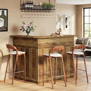 BYBLIGHT Kearsten 43.5 in. Wooden Bar Table with 5 Muti-Bottle