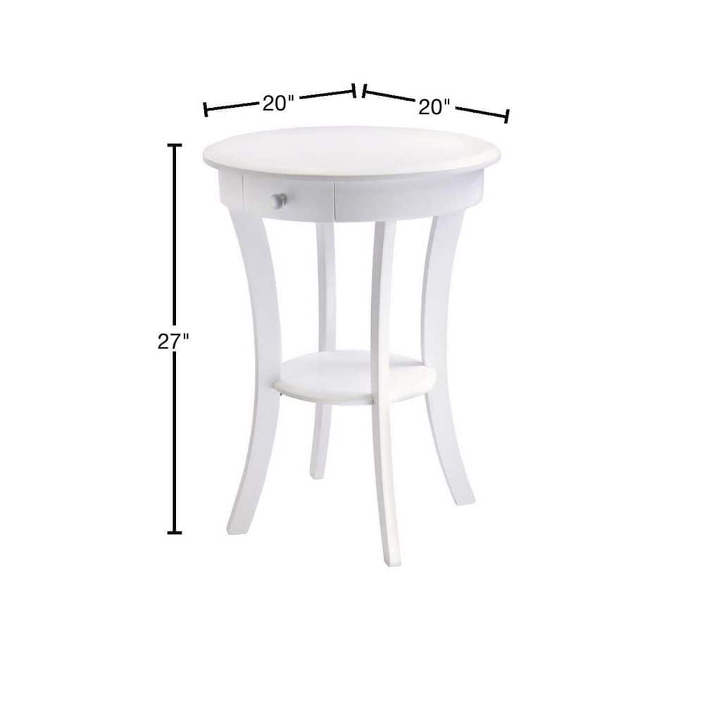 Elegant Sasha 20" White Wood Round Table with Storage