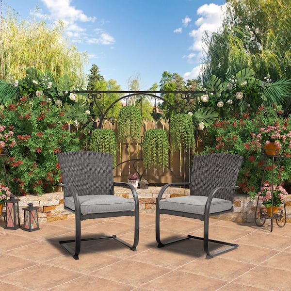 Clihome 2-Piece Patio Metal Outdoor Dining Chairs with Gray