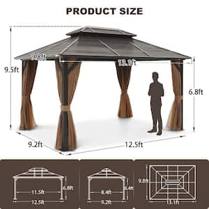 10 ft. x 13 ft. Outdoor Galvanized Steel Gazebos with Netting and Curtains