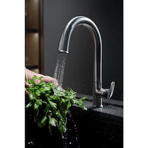 Artifacts Single-Handle Kitchen Faucet with Swing Spout and Side Sprayer in Vibrant Polished Nickel