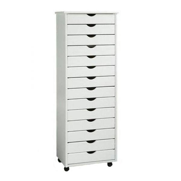 Home Decorators Collection Stanton 14-Drawers Wide Storage Cart in White