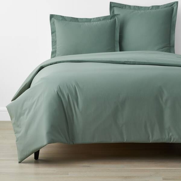 The Company Store Company Organic Cotton Thyme Queen Cotton Percale Duvet Cover
