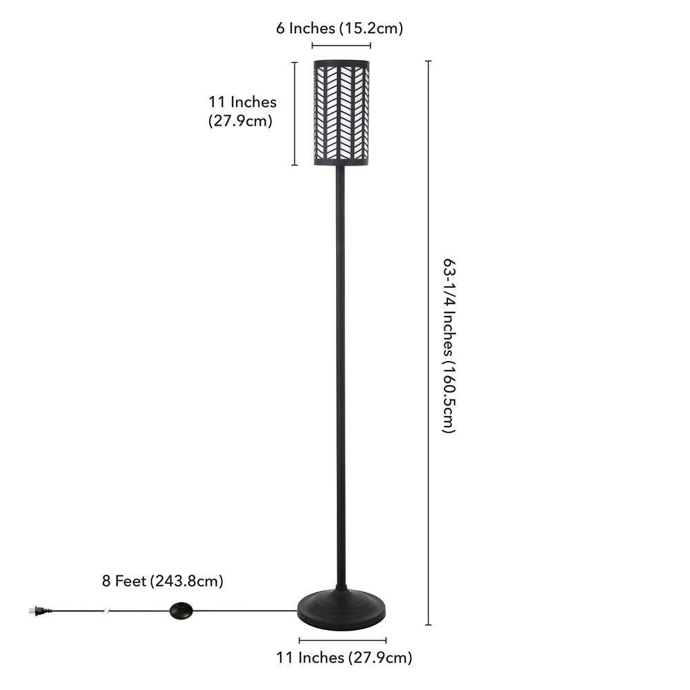 Delia Modern 63.5" Blackened Bronze Floor Lamp with Chevron Shade
