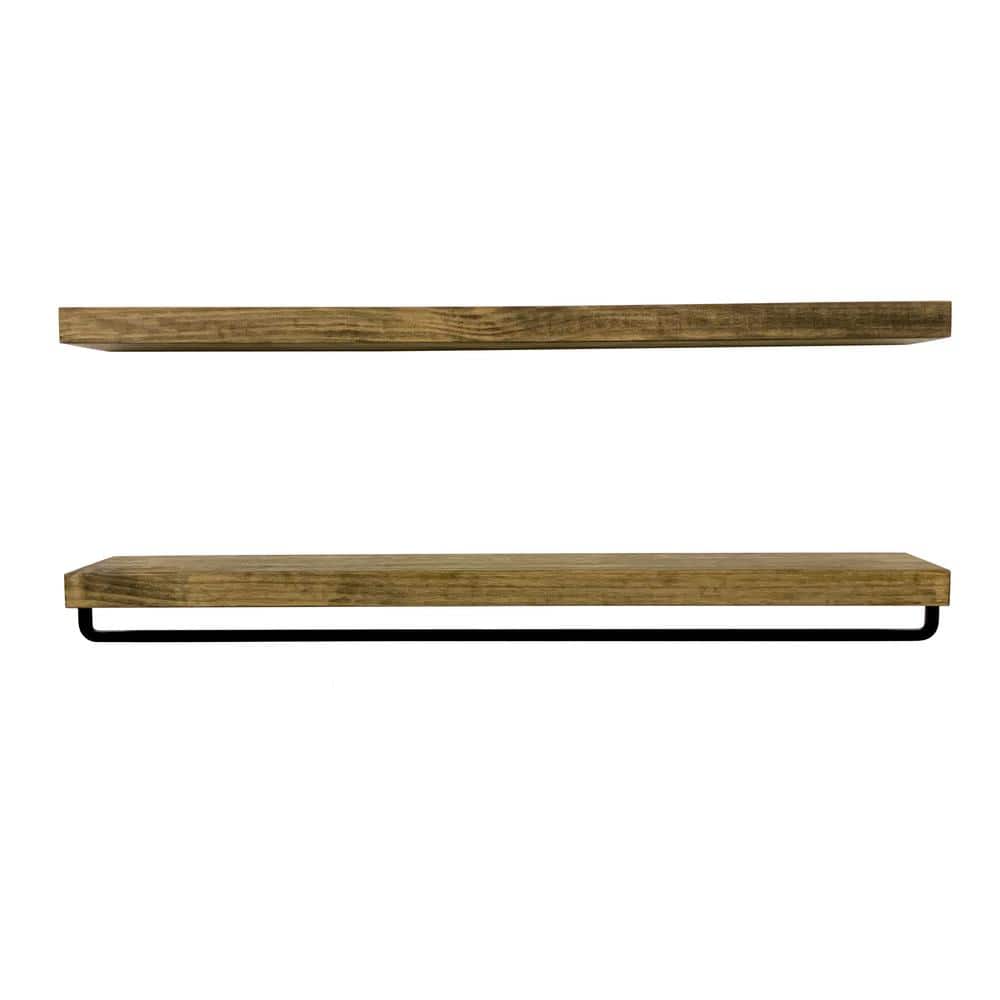 True Floating 5.5 in. x 36 in. Dark Walnut Pine Wood Floating Decorative Wa