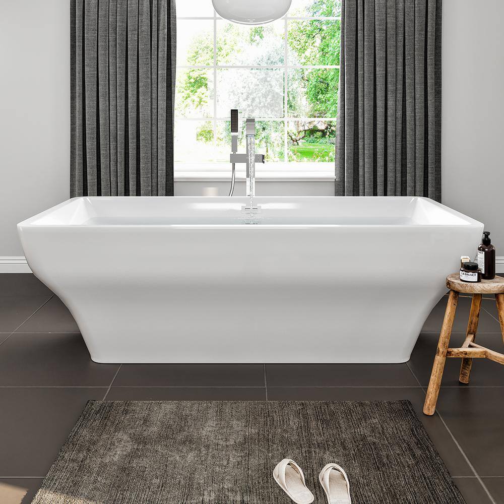 59'' White Acrylic Freestanding Soaking Bathtub