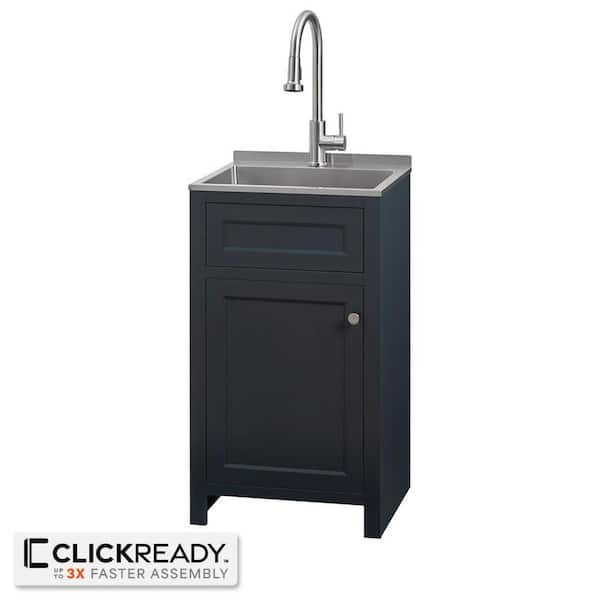 20 in. W Drop-In Laundry Sink with Faucet and Ready to Assemble Cabinet with CLICKREADY Technology in Blue