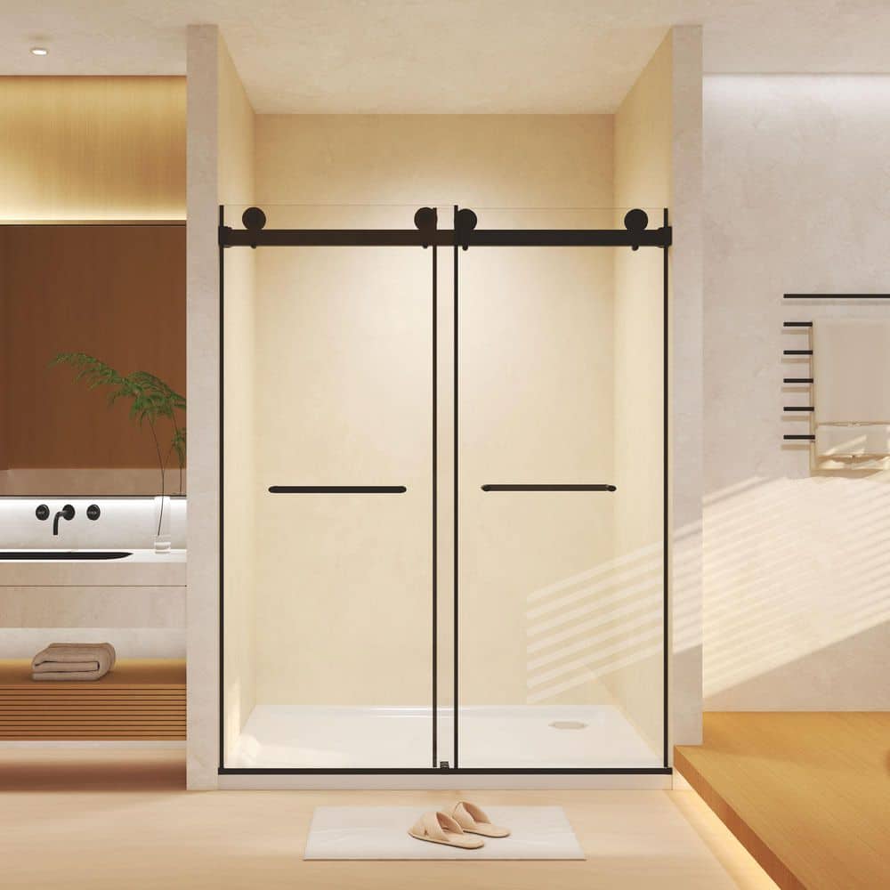 44-48 in. W x 74. in. H Double Sliding Frameless Shower Door in Matte Black with Clear Tempered Glass price history on PriceWatchPro