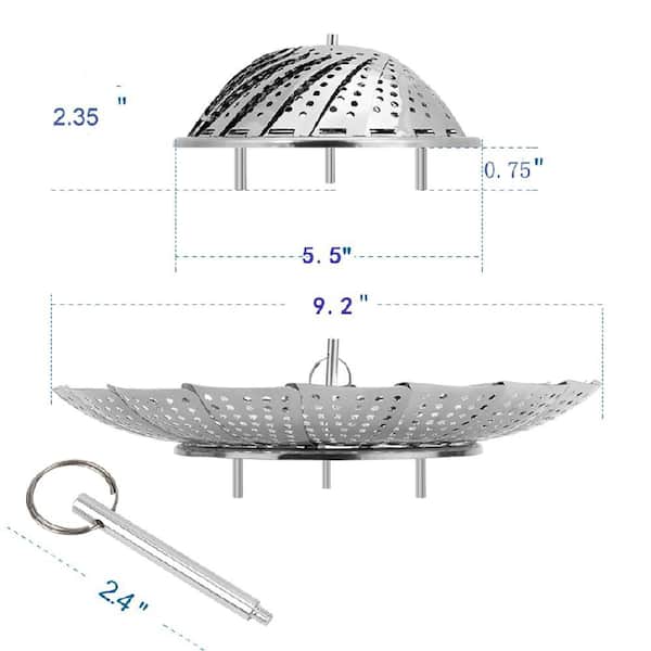 5.5 in.-9.2 in. Stainless Steel Steamer Basket with Folding, Expandable for Kitchen, Fitting Various Size Pots(1-Pack)
