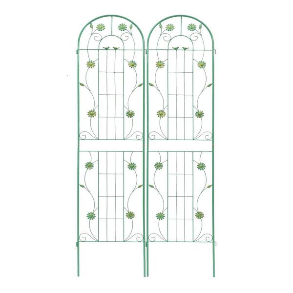 Unbranded Green 87 in. Metal Garden Trellis, Rustproof Outdoor Trellis for Climbing Plants Flower Support (2 Pack)