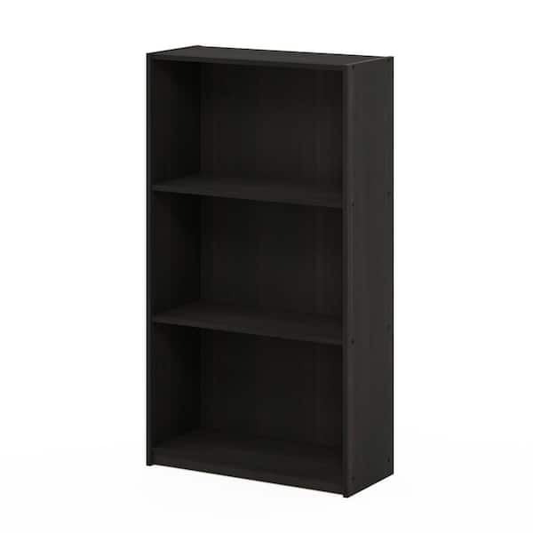 Furinno 39.5 in. Dark Espresso Wood 3-Shelf Etagere Bookcase with Storage
