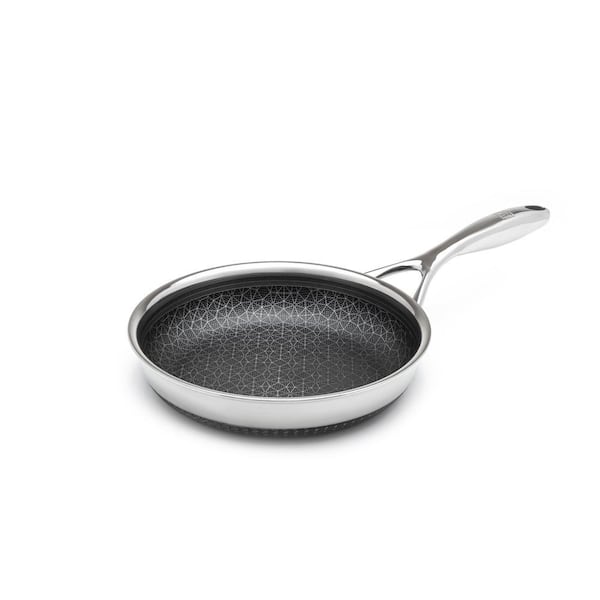 Diamond Clad 8 in. Hybrid Nonstick Stainless Steel Frying Pan, Dishwasher Safe, PFOA-Free - Silver/Black
