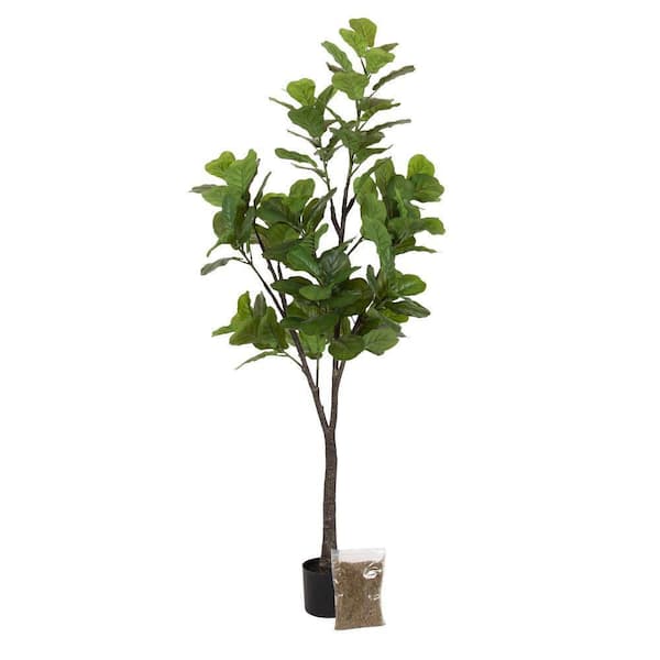 Fidmont 6 ft. Artificial Fiddle Leaf Fig Tree in Black Metal Pot