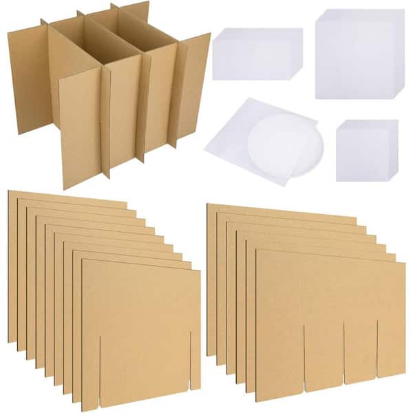 Unbranded 4 Sets Dish Packing Kit with Glass Dividers & 30 Foam Pouches for 16x12x12 Box Durable Corrugated Material