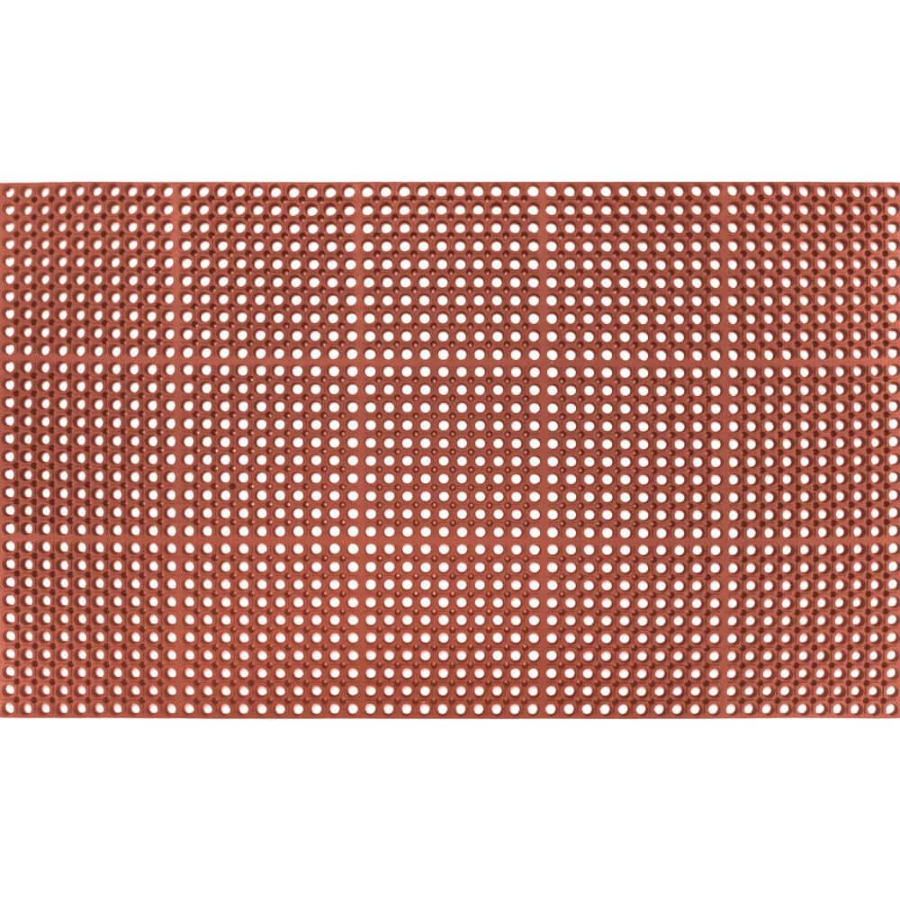 Tru-Tread 7/8 in. Red 3 ft. x 5 ft. Rubber Grease Proof Indoor Commercial D
