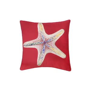 Watercolor Starfish Square Outdoor Throw Pillow