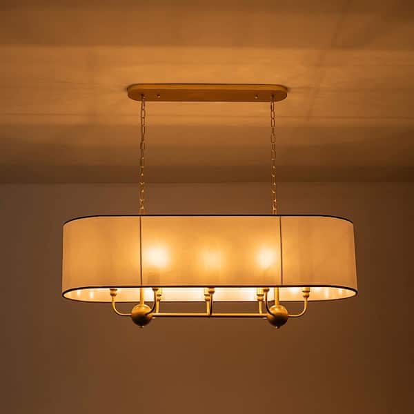 Y'INSP 8 Light Gold Metal Linear Chandelier Adjustable