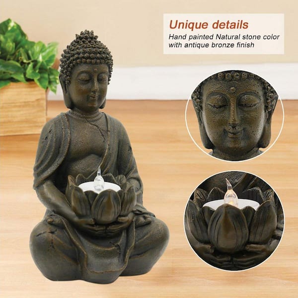 Buddha with LED Tea Lights Candle Holder, Gift Idea, Zen Home