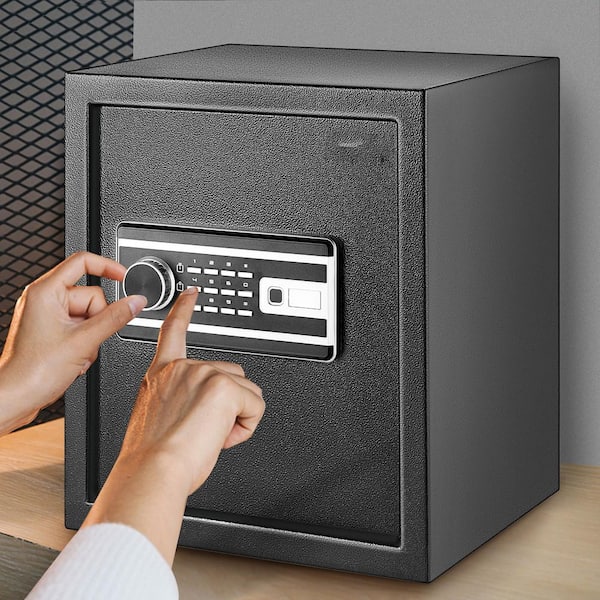 Q235 Steel 1.7 cu. ft. Safe Box with Fingerprint Lock, Digital Keypad, 2 Keys for Cash, Jewelry, Pistols, Documents