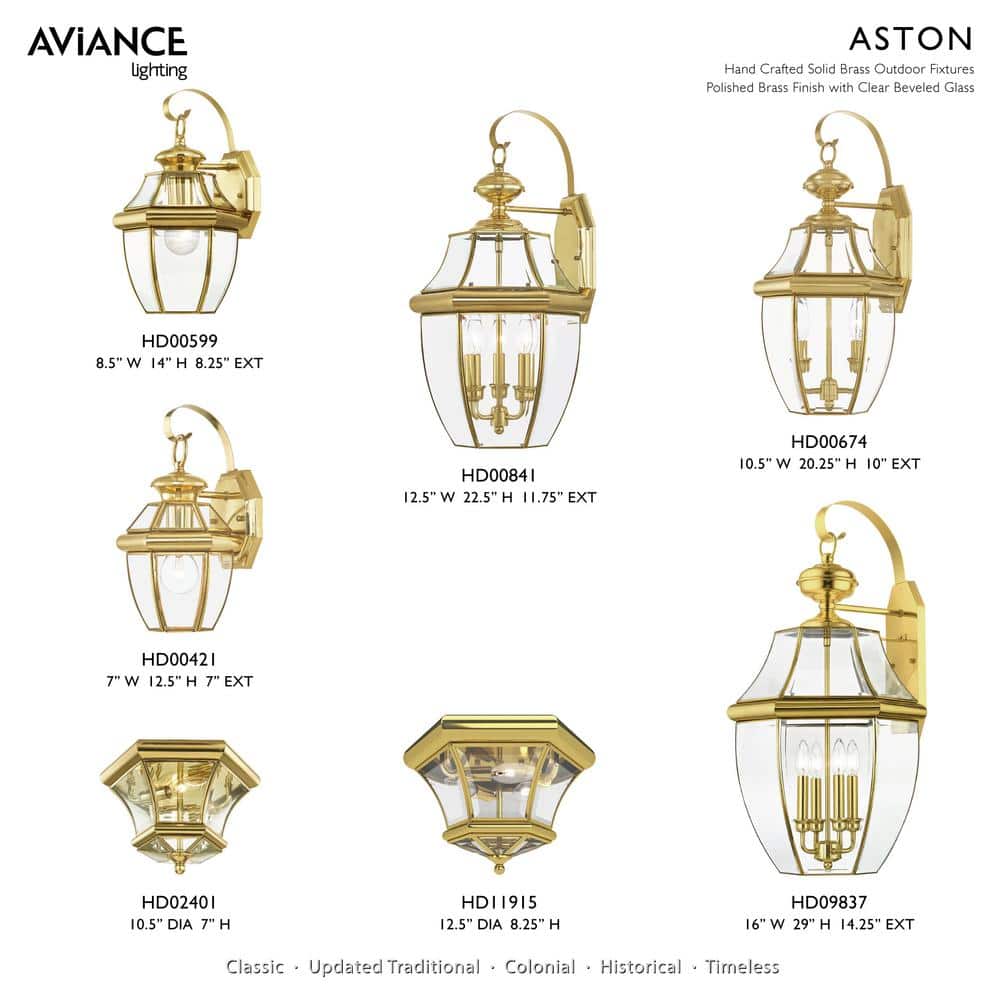 Monterey Polished Brass 3-Light Outdoor Wall Lantern