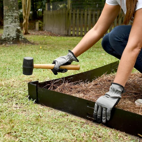 Vigoro 8 ft. L Black Metal Landscape Edging with 4 Stakes