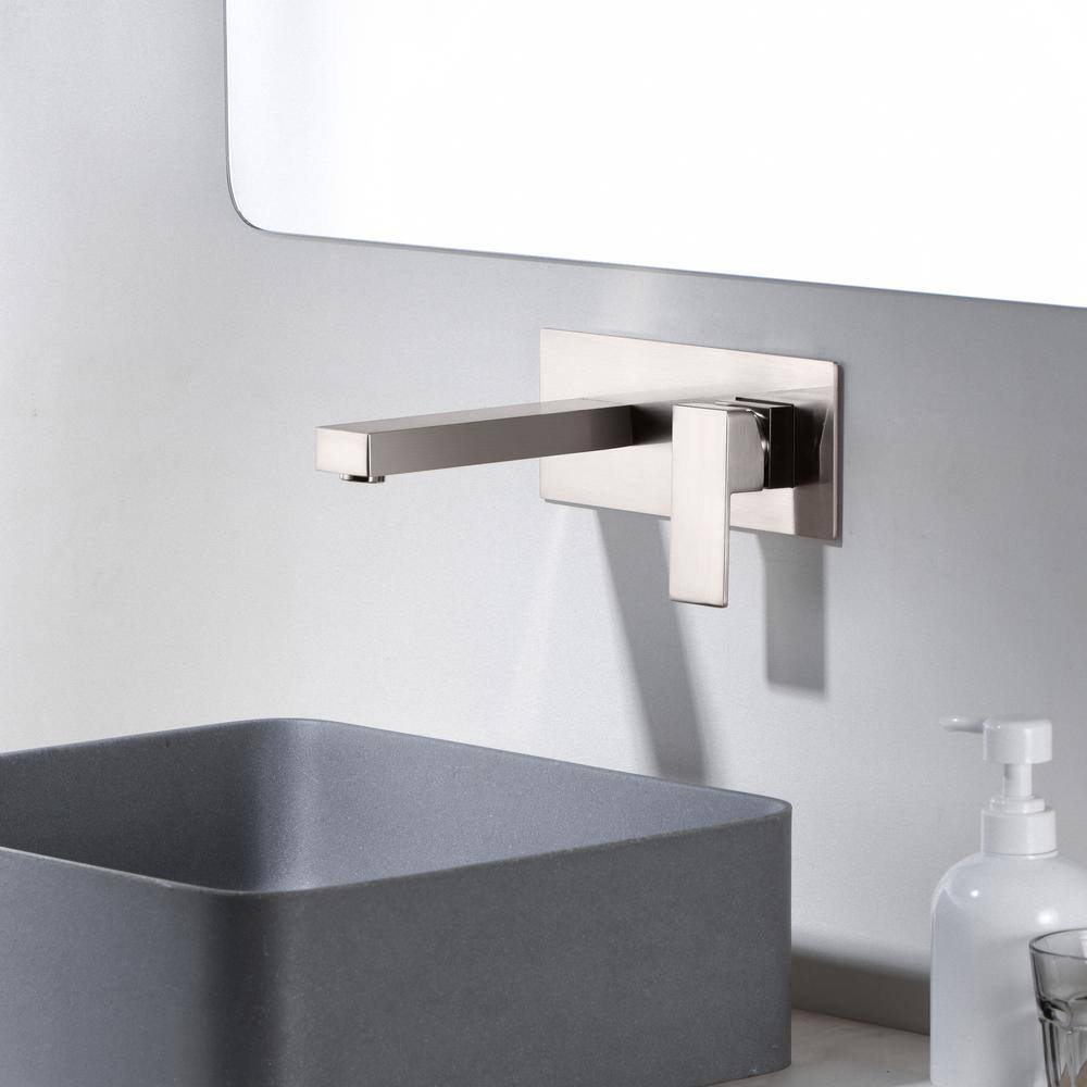 Brushed Nickel Single Handle Wall Mount Bathroom Faucet