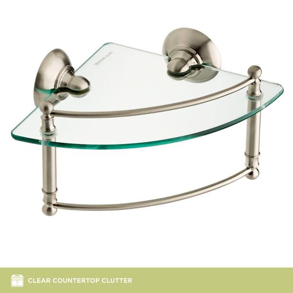 Brushed Nickel Metal Corner Shelf