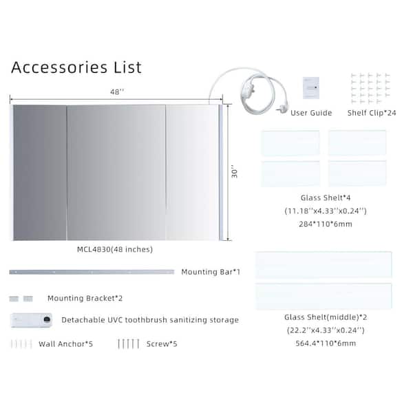 WOODBRIDGE 48 in. W x 30 in. H Surface-Mount Bathroom Medicine 