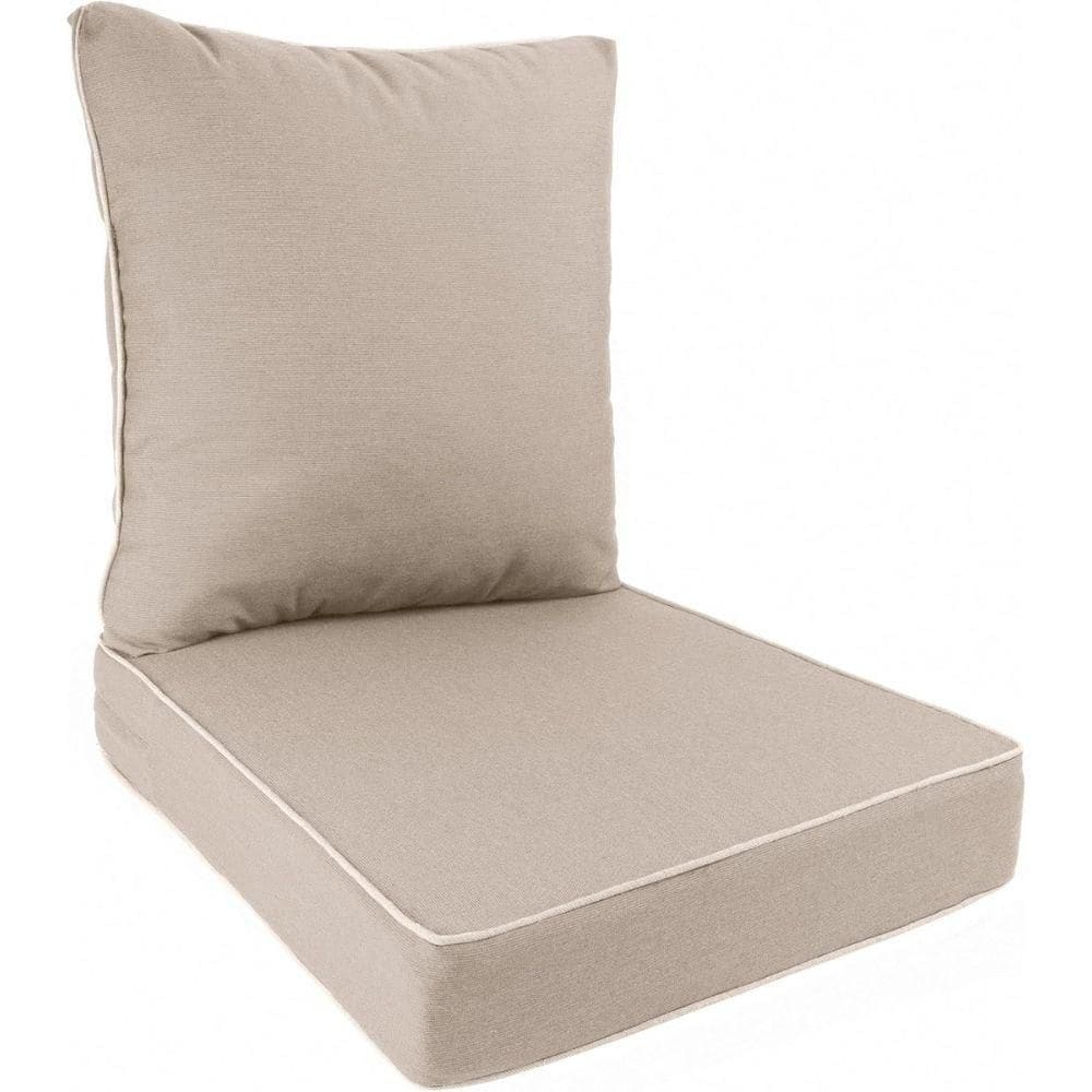 Sunbrella Outdoor Deep Seat Lounge Chair Patio Cushion Set (Seat Lounge Chair and Back), w/ Contrast Cord (Sand) 23 x 24 price history on PriceWatchPro