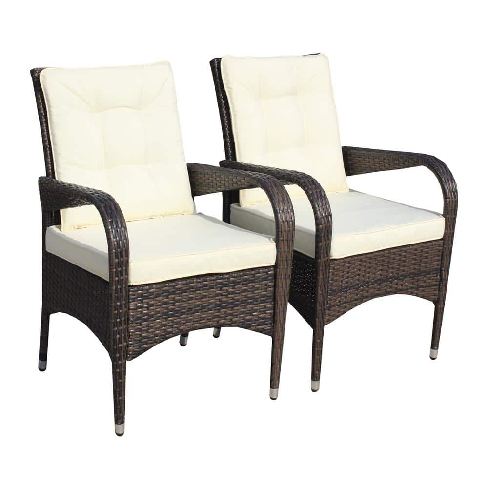 URTR Classic Brown PE Rattan Wicker Outdoor Dining Chairs Garden Patio ...