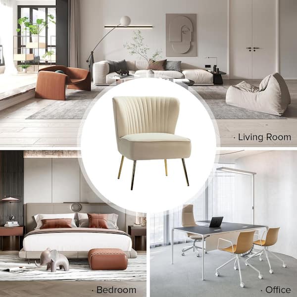 JAYDEN CREATION Monica Modern Tan Velvet Comfy Living Room